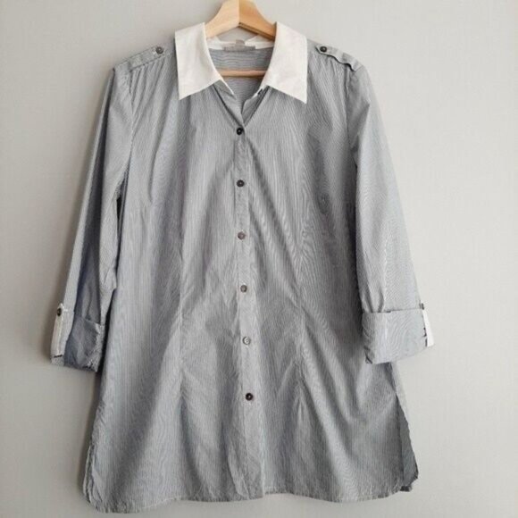 NORDSTROM Collection Pin Stripe Button Down Shirt Sz L - Picture 3 of 9